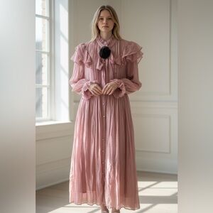 Sister Jane Pink Long Sleeve Ruffle Dress